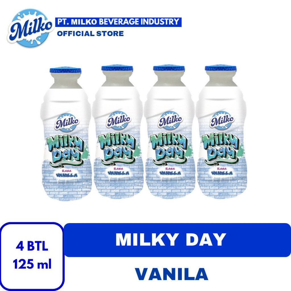 

MILKO MILKY DAY SUSU RASA VANILA 125 ml isi 4 botol