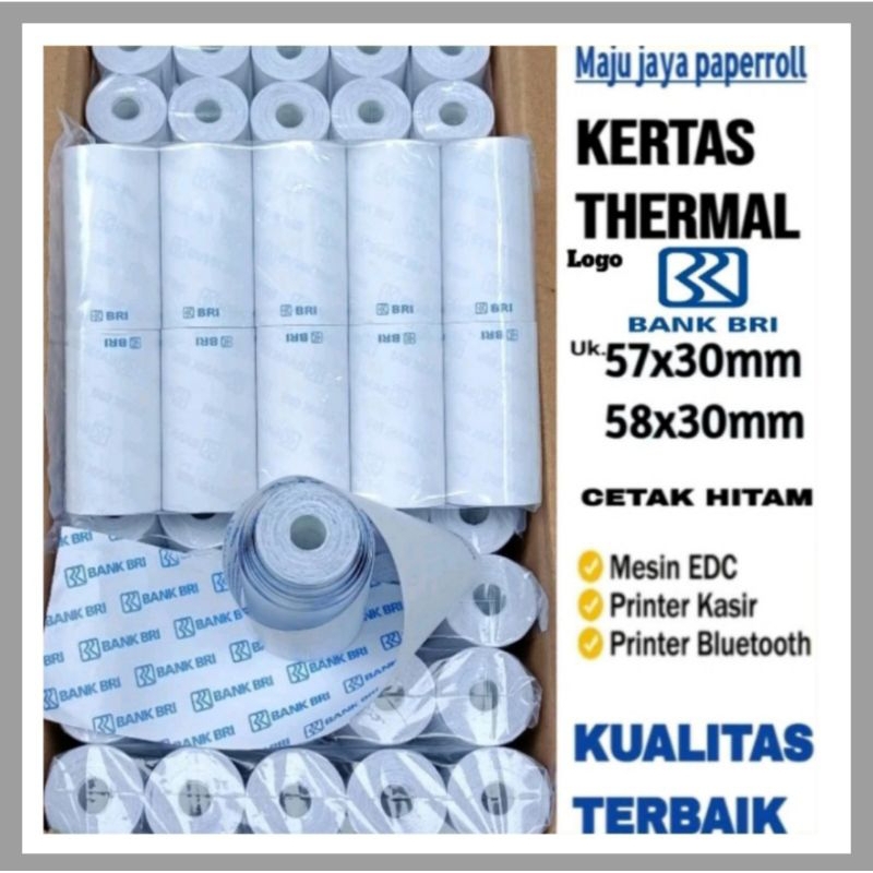 

KERTAS STRUK THERMAL EDC LOGO BANK BRI UNTUK EDC BRILINK -PAKET 10 ROLL/1 PACK