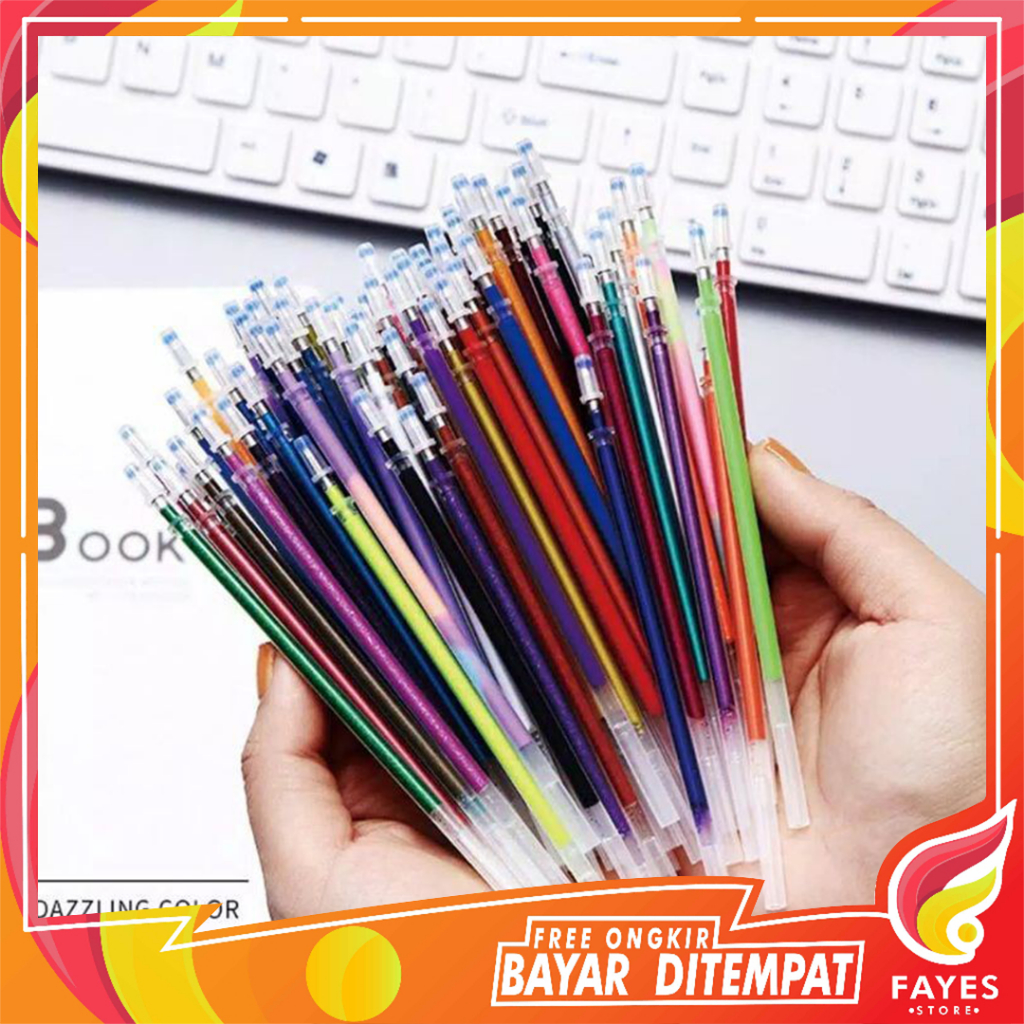 

FAYES COD 12PCS Refil Tinta WARNA WARNI Pena Cair / Isi Ulang Tinta Cair Pena 0.5 mm / Pulpen Gel Cair Premium Import P17