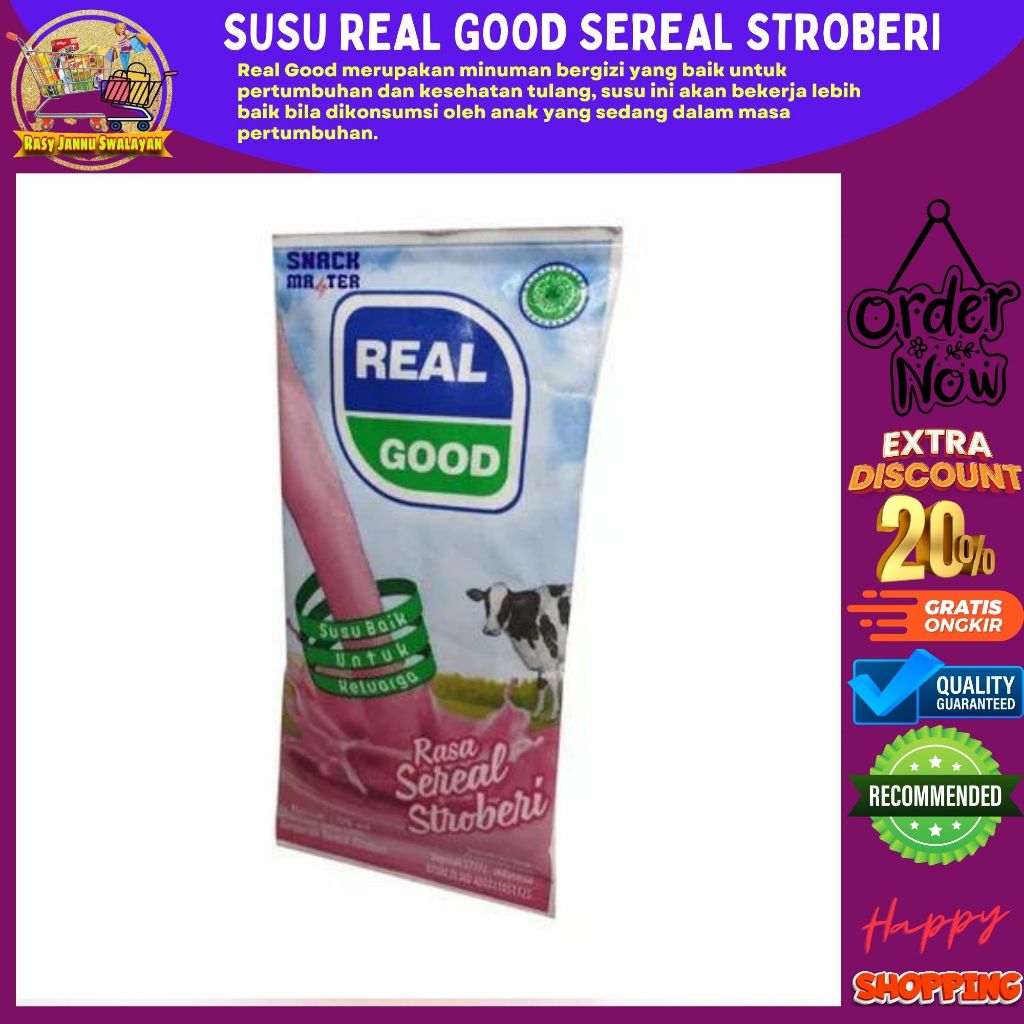 

Susu Real Good UHT Sereal Strawberry 60 ml