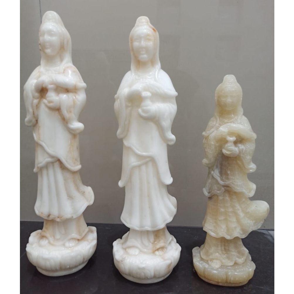 Patung Dewi kwan im onyx putih super