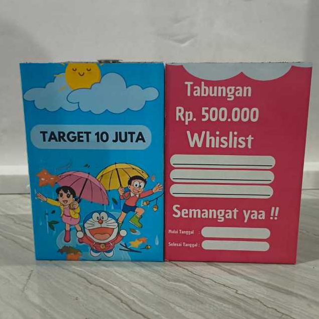 Celengan Kunci Target 10 Juta 5k 500rb 2k Tabungan Kayu Kotak ukuran 10x10x15 cm buka tutup