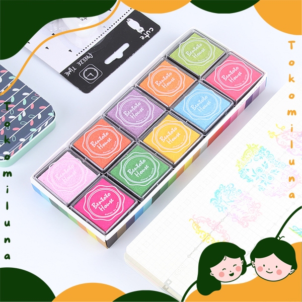 

1 set 20 pcs 20 warna stamp pad bantalan bak stempel ink pad kawai aesthetic estetik HB1379