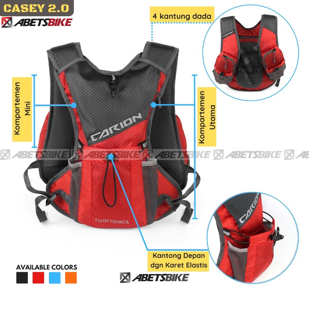 Tas Hydropack Trail Carion Casey Cocok untuk Trabas Cross Trail Lari Marathon dan Sepeda Gunung MTB