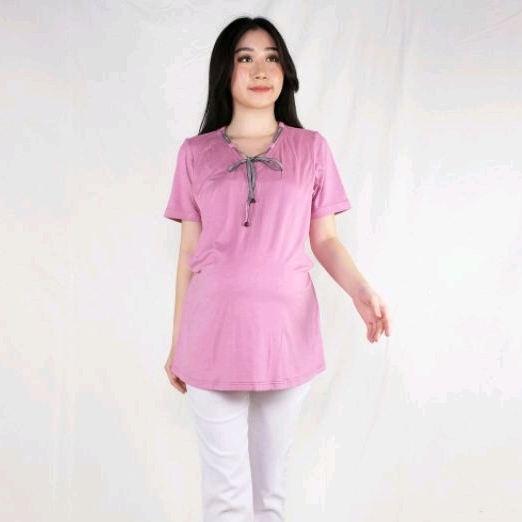 Blus Hamil menyusui spandex dusty pink