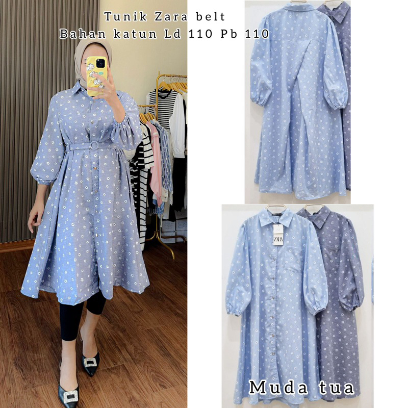Tunik Zara bunga / tunik Zara belt