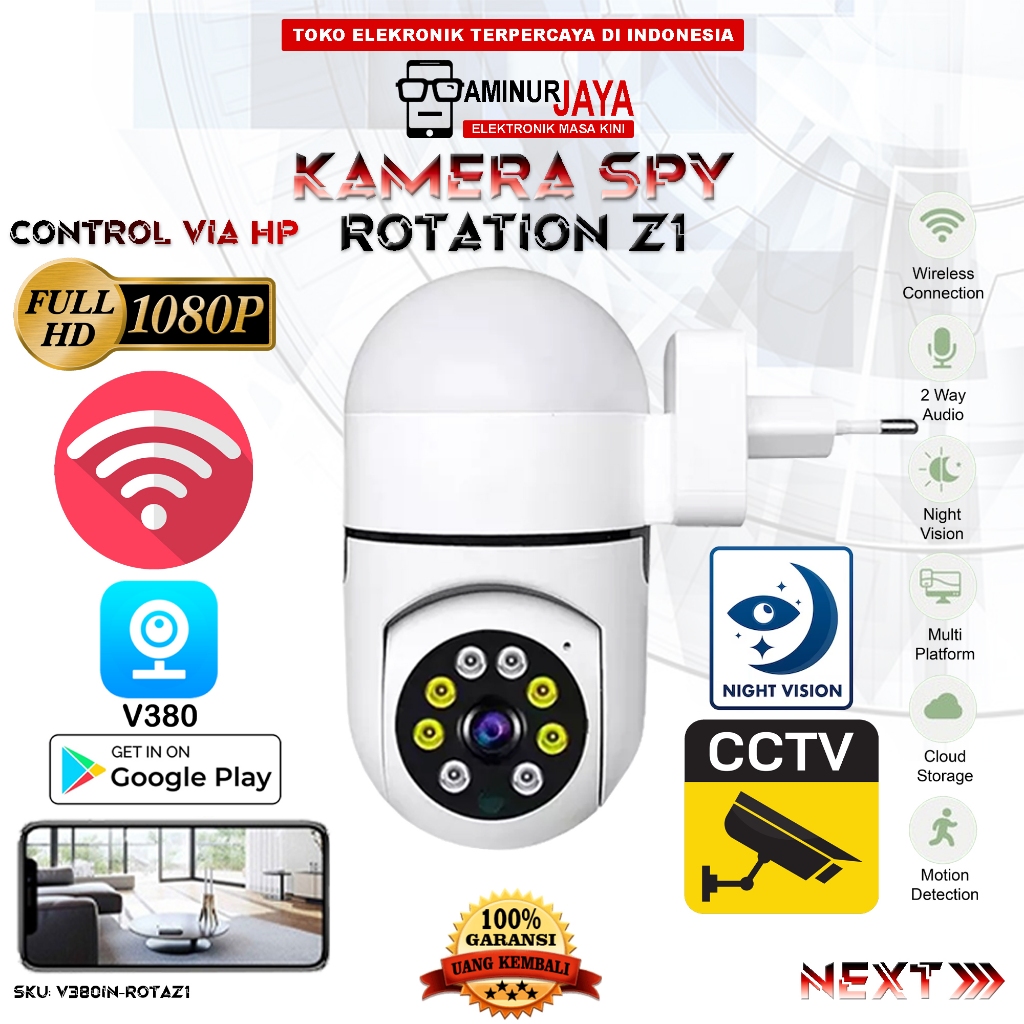 Camera CCTV Wifi V380 Pro Model Lampu Bohlam Bulb LED Kamera Z1 Wireless Auto Tracking Rotataion 360