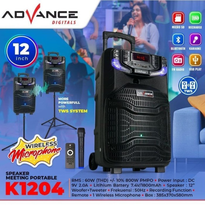 Speaker Advance K1204 Meeting Bluetooth Portable Plus Mic Wireless