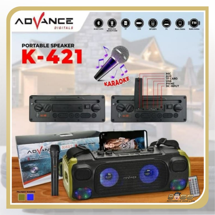 Speaker Advance K421 Bletooth Plus Mic Wireless Portabel