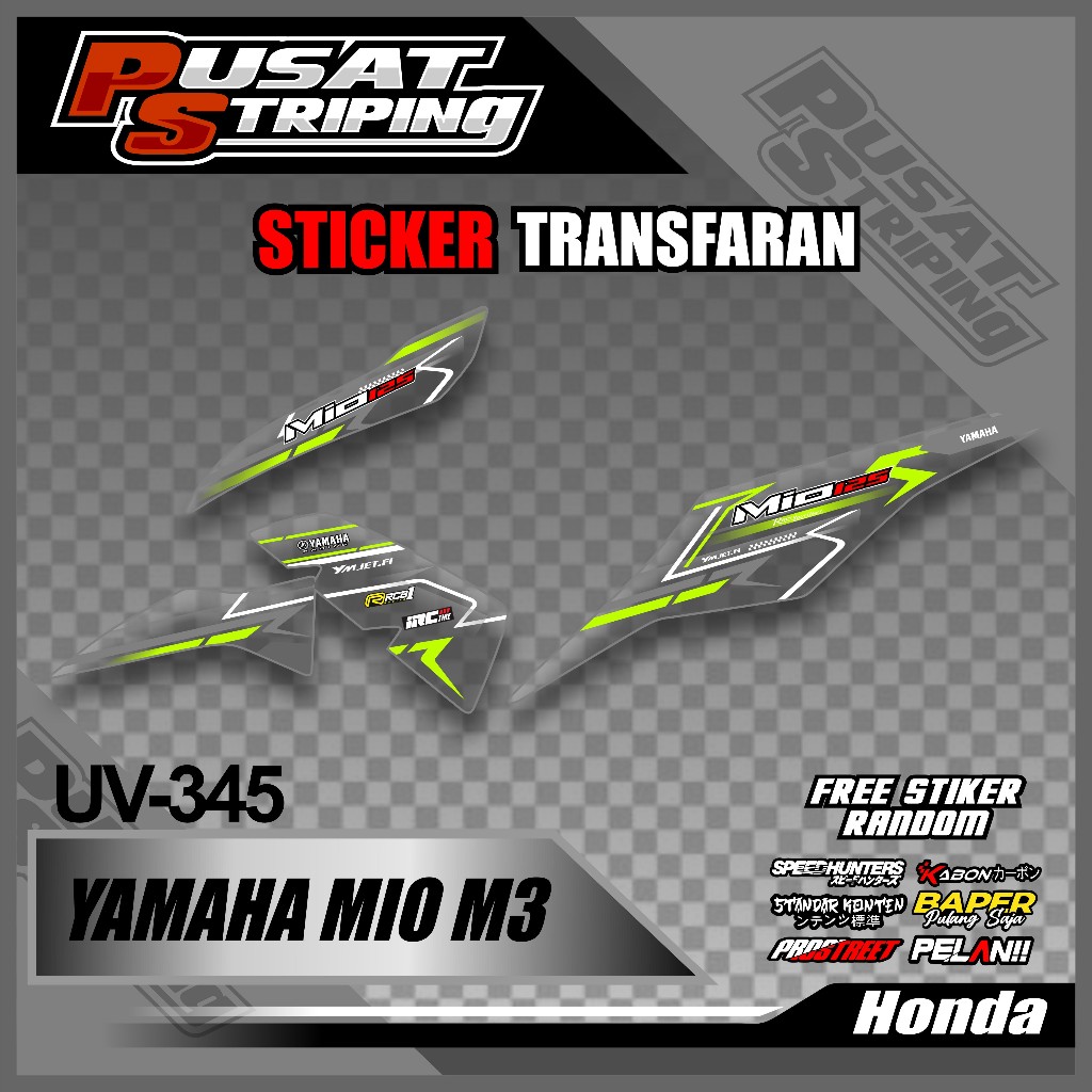 Stiker Viral Striping Transparan Variasi Semifull Mio M3 - Sticker Mio M3 Aksesoris Body Motor Keren