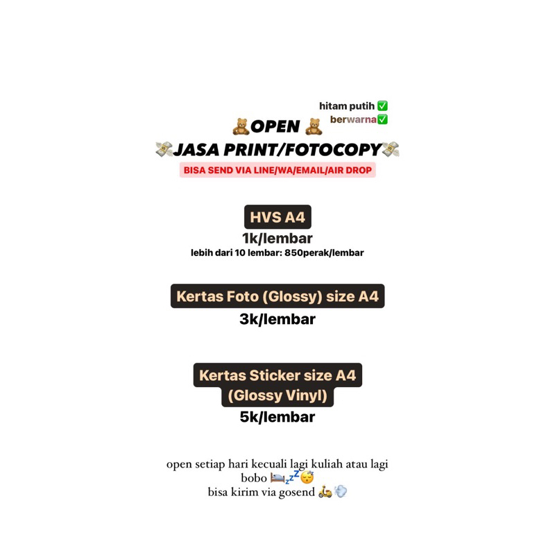 

JATINANGOR✨ — JASA PRINT FILE BISA DADAKAN khusus wilayah ITB, Unpad, dan sekitarnya.