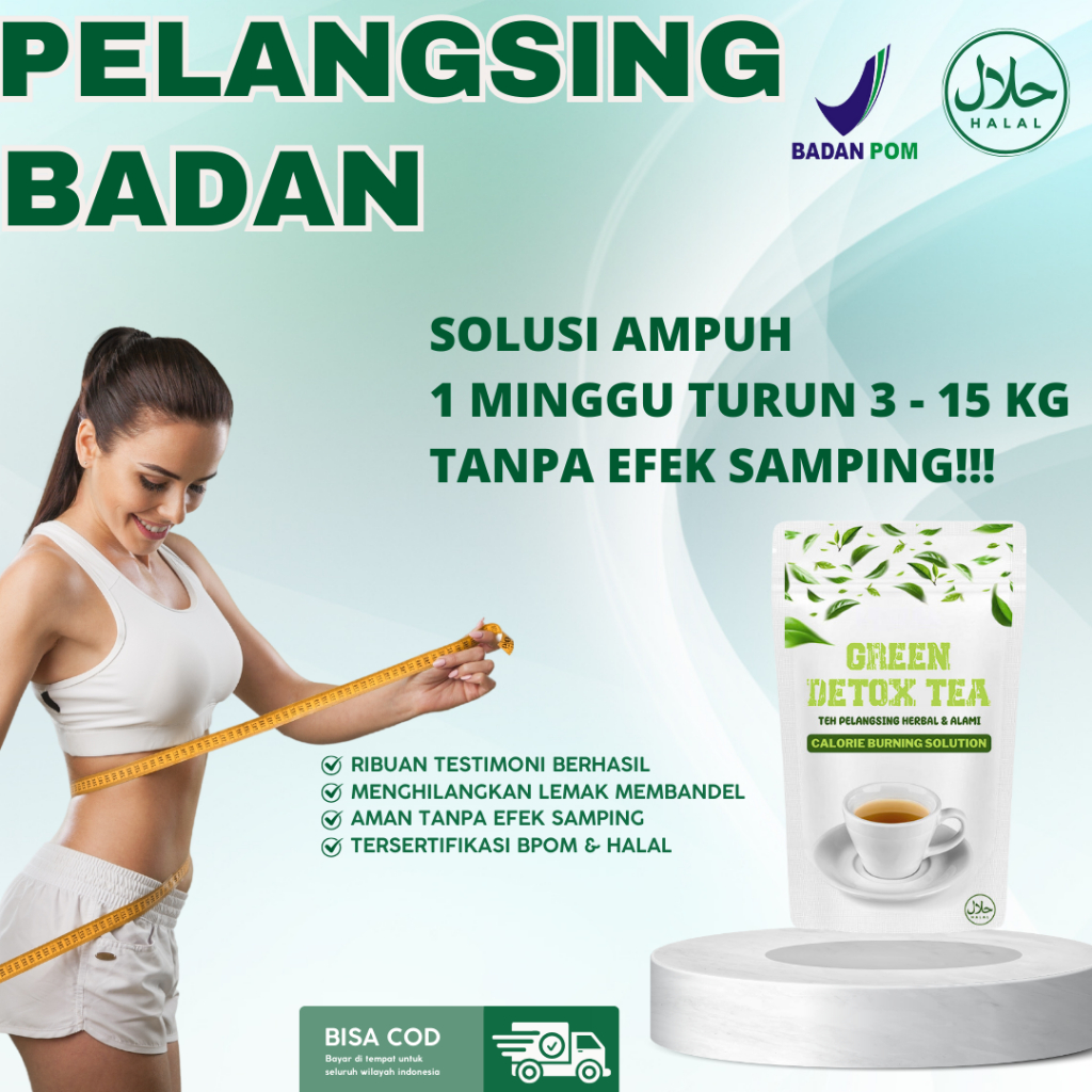 

GREEN DETOX TEA Pelangsing Badan AMPUH dan Pembakar Lemak Perut Buncit-Teh pelangsing badan efektif-Pelangsingberat herbal alami-Minuman penurun berat badan-Teh herbal untuk diet-Teh pelangsing tubuh terbukti-pelangsing ampuh-Minuman detoksifikasi tubuh