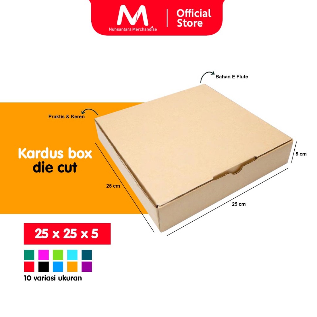 

Kardus Die Cut 25x25x5 | Karton Corrugated | Box Kotak Packing Souvenir | Dus Kotak Kado Hampers Polos