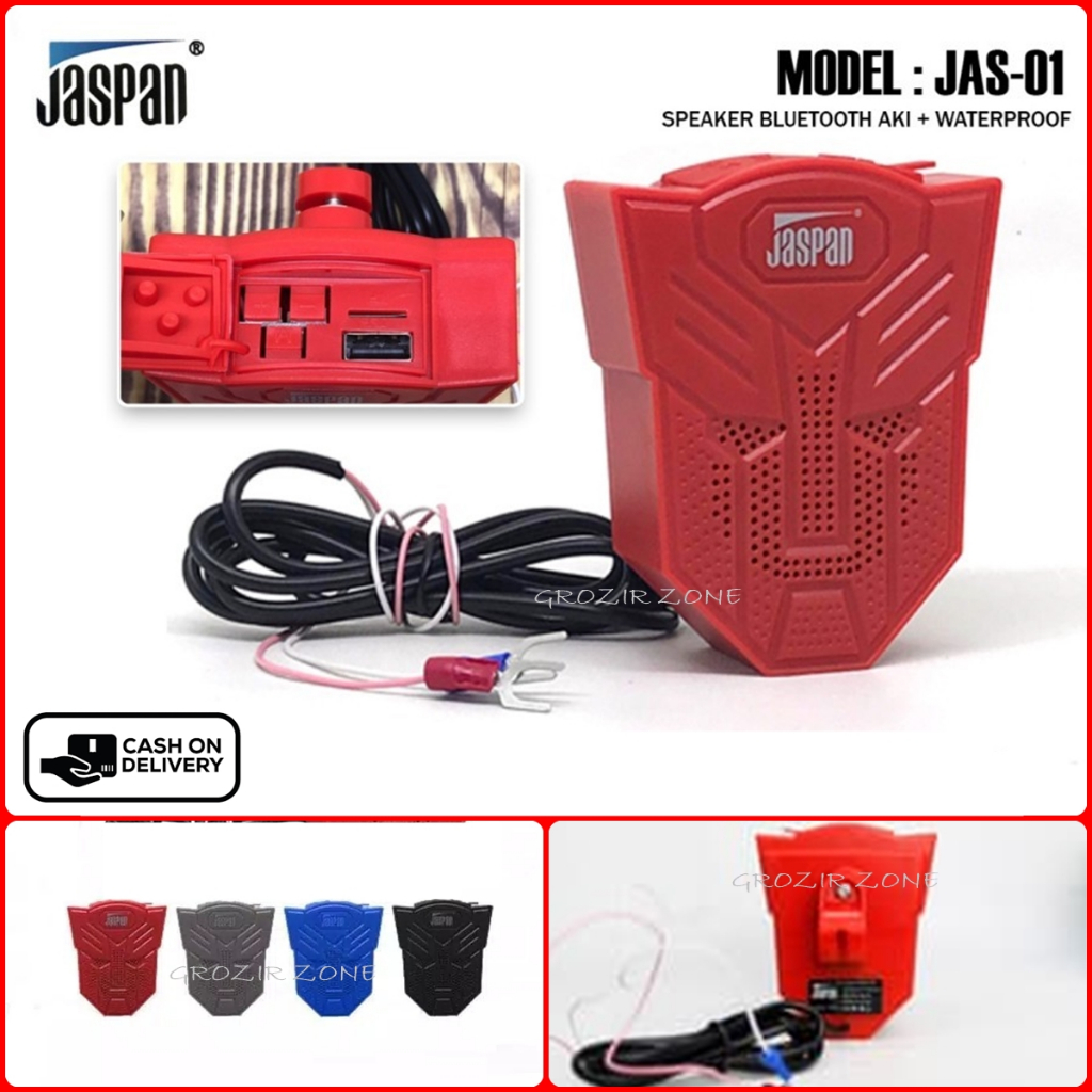 Speaker Motor Bluetooth Waterproof JASPAN JAS 01 Anti Air Spiker Speker Blutut Mini Sambung Aki GZ