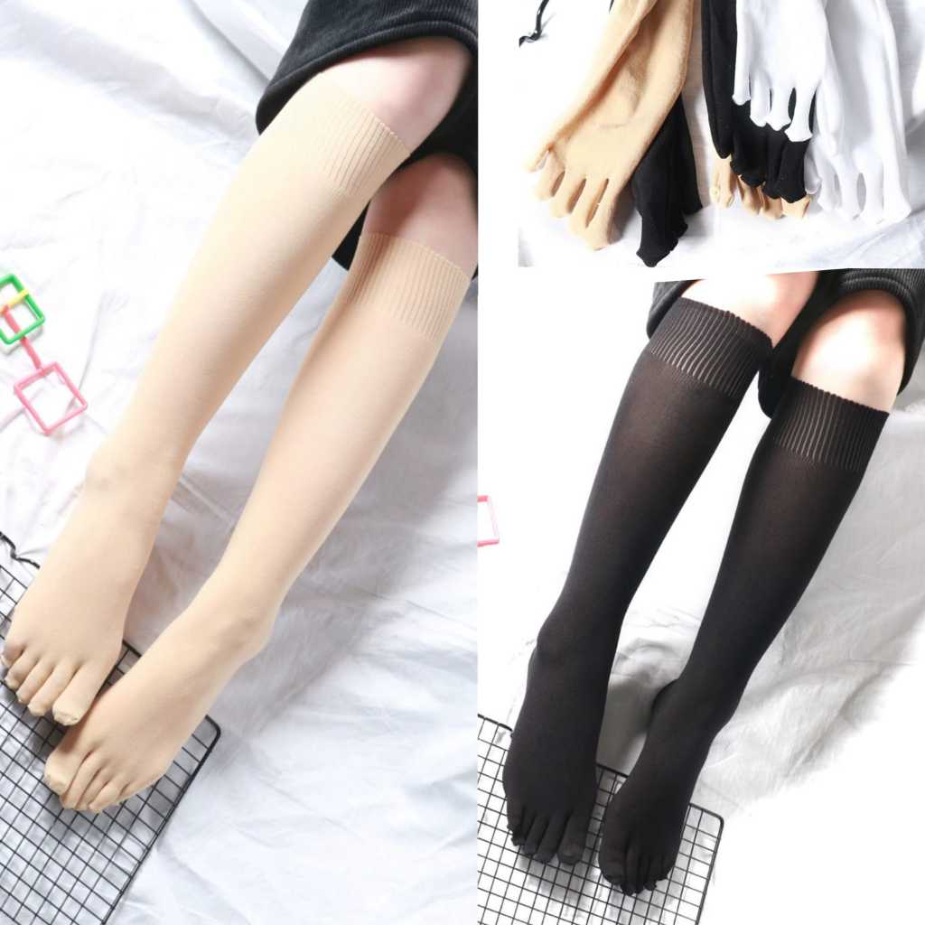Kaos Kaki 5 Jari Panjang Selutut Bahan Tipis Elastis Stoking Five finger Kaus Kaki Cewek Muslimah Wa