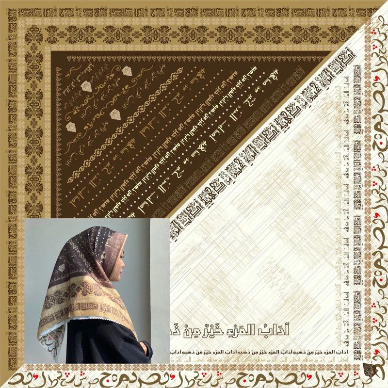 Hijab Jilbab Kerudung Jahit tepi segi empat voal motif Dian Pelangi / Hijab jilbab motif Mandja Ivan