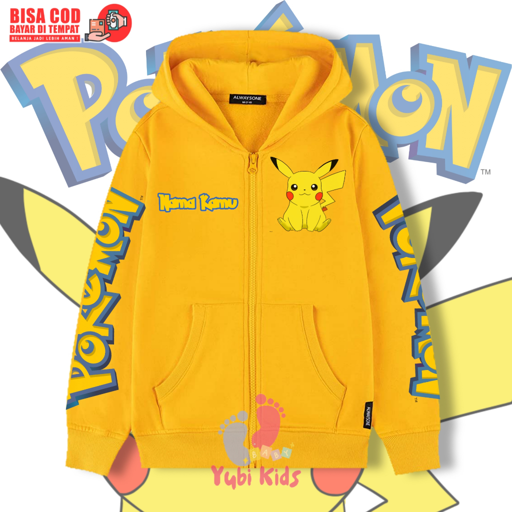 Zipper Hoodie Anak Pokemon Pikachu / Jaket Hoodie Anak Pokemon