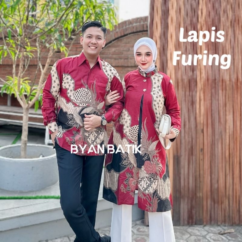 BYAN Couple Batik Lapis Furing Terbaru Kemeja Batik Pria Lengan Panjang Lapis Furing Dan Atasan Tuni