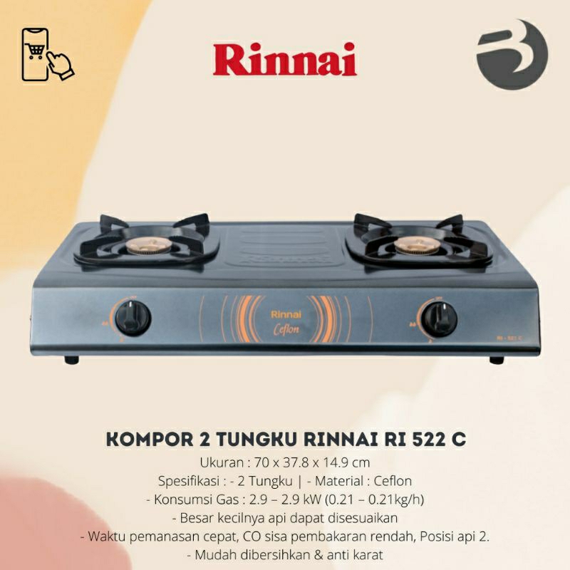 KOMPOR RINNAI/KOMPOR RINNAI HITAM RI-522C
