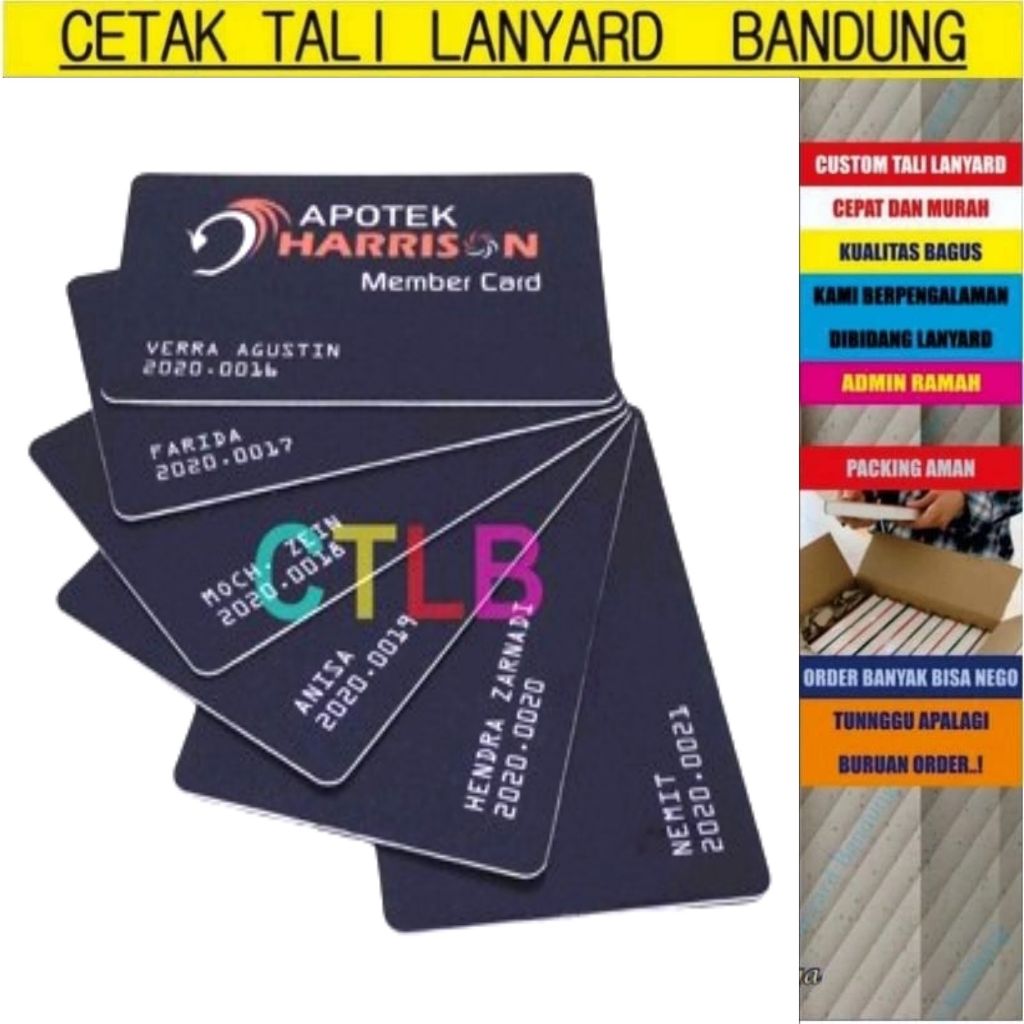 

CETAK KARTU ID CARD BAHAN PVC KARTU MEMBER KARTU ANGGOTA KARTU PARKIR ANTI PATAH DAN LUNTUR