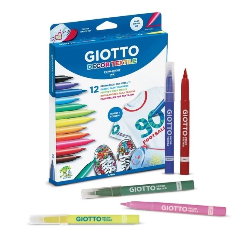 

12 Fabric Paint Marker Giotto Decor Textile / Spidol Textile Giotto 12 warna