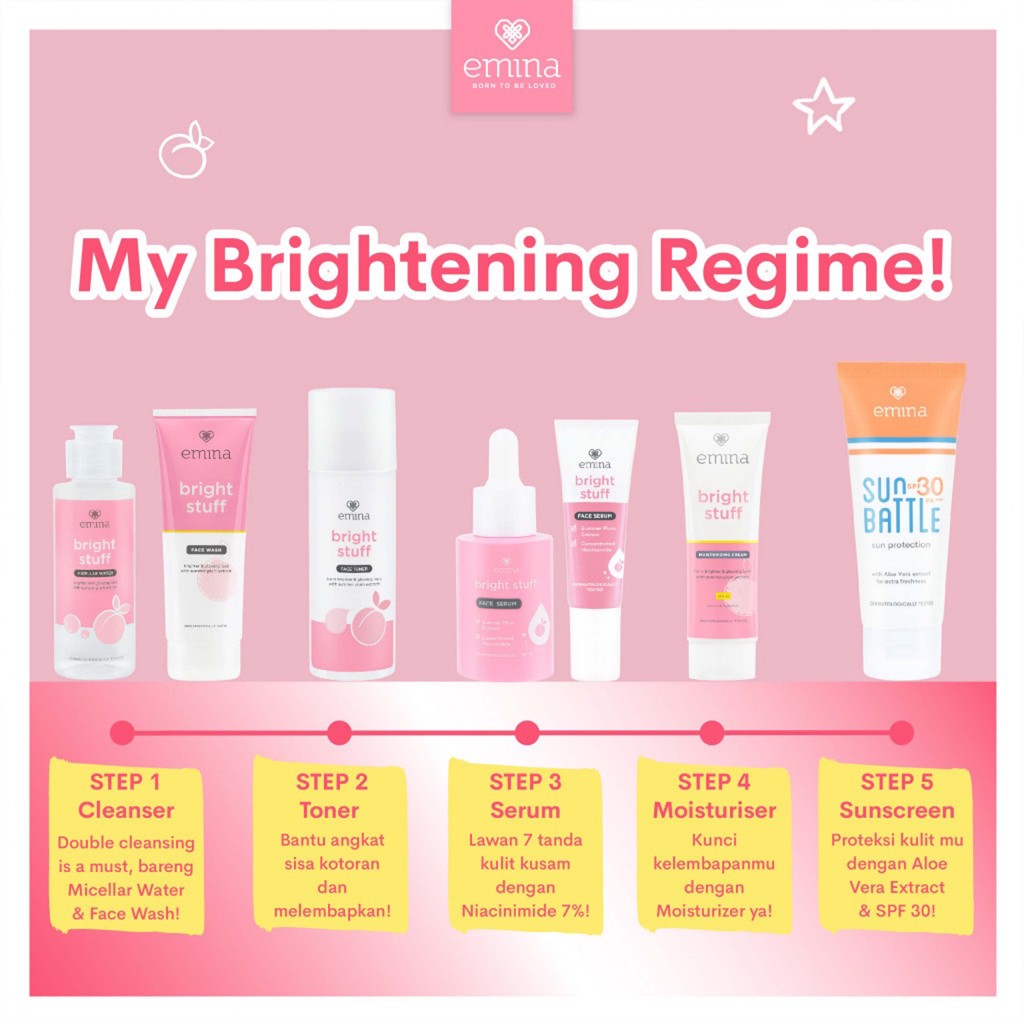EMINA BRIGHT STUFF WHIP FACE WASH SABUN MUKA WAJAH CERAH GLOWING 50 ML