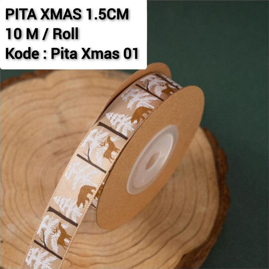 

Pita Kado Premium Christmass 1 Roll 10 Meter Rusa Emas / Pita Natal Edition Natal New Design