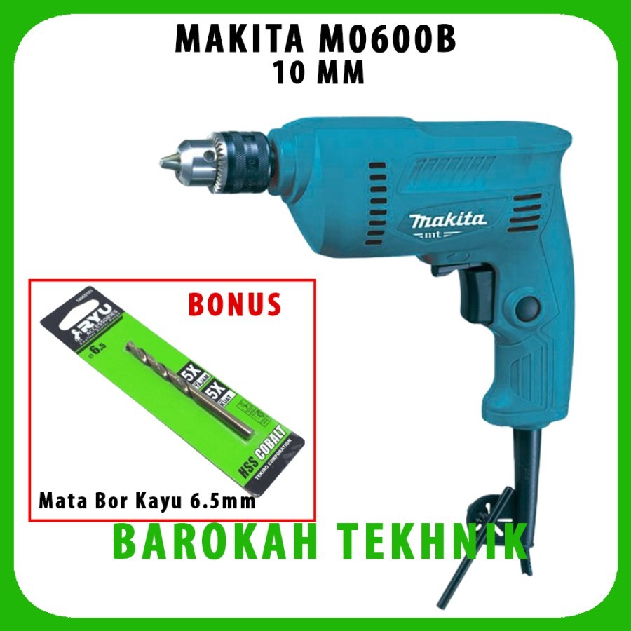 MAKITA M0600B/Mesin Bor Listrik 10mm MAKITA M 0600 B/Bor Makita 10mm bonus mata bor