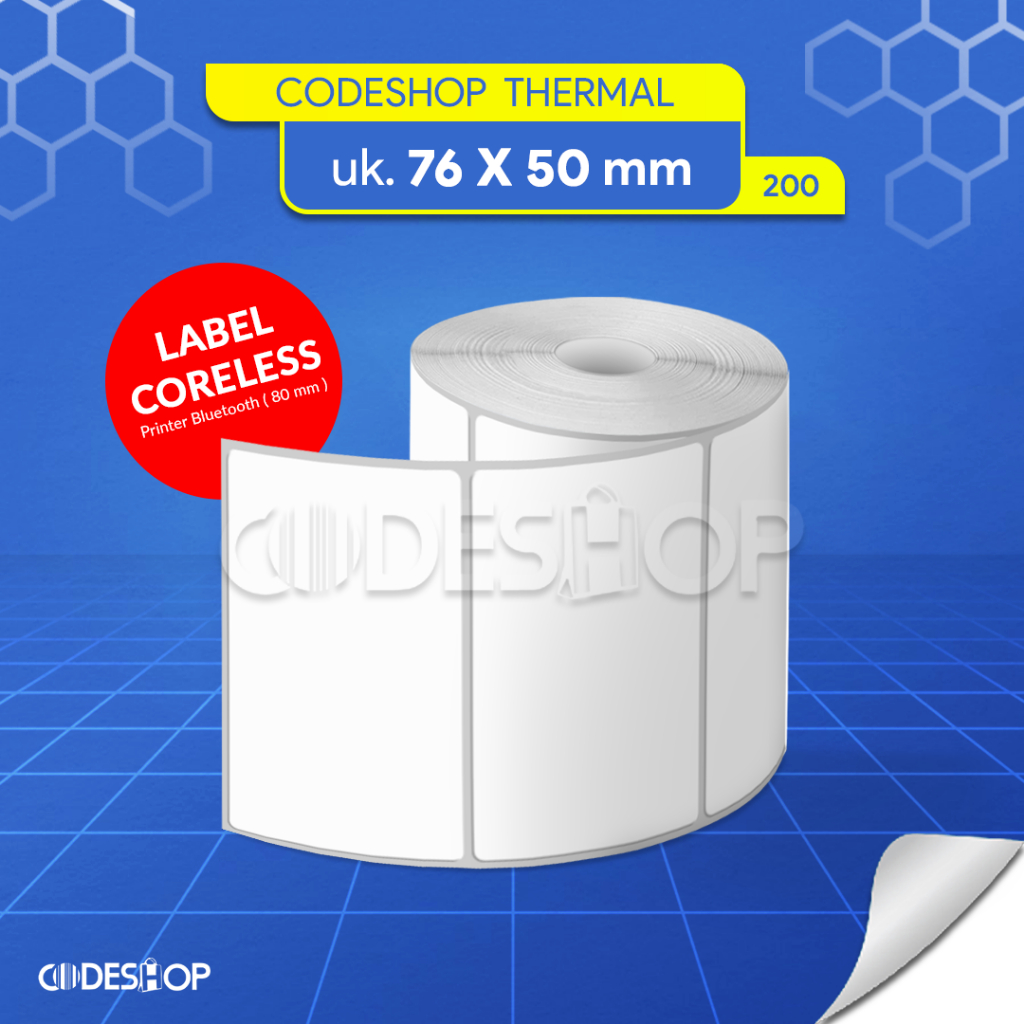 

Stiker Label Mobile Printer Bluetooth 80mm Thermal 76x50 mm Coreless