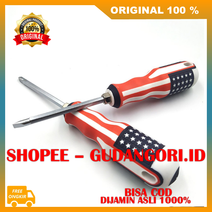 BELI 1 GRATIS 1 Obeng 2 Way USA 4" Obeng Bolak Balik Bendera Amerika Obeng Amerika 4 inch ORIGINAL