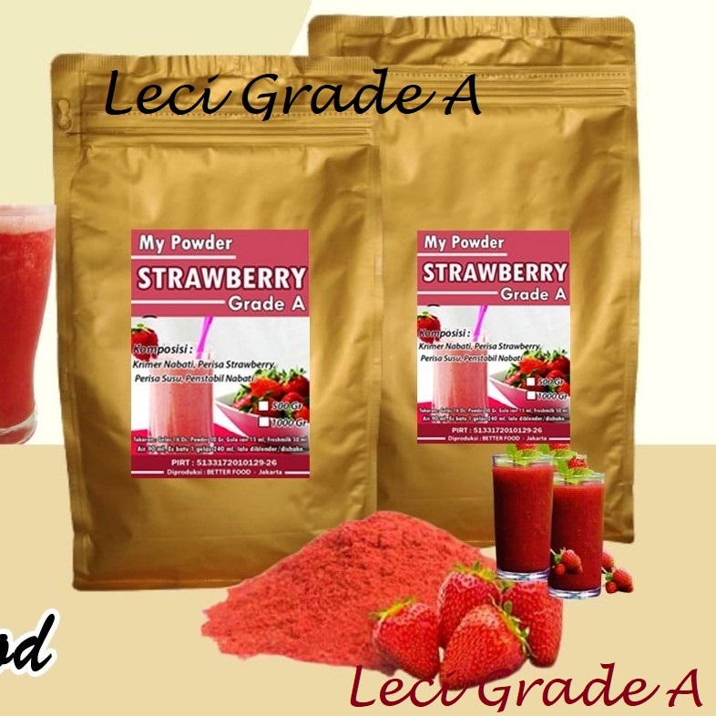 

BUBUK MINUMAN RASA STAWBERY KEMASAN 1 KG MY POWDER STAWBERRY GRADE A . STRAWBERRY