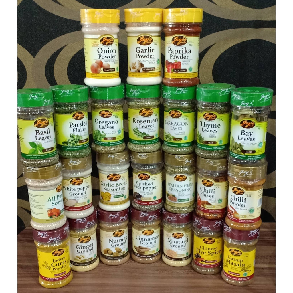 

Jays Bumbu Ginger Ground Nutmeg Cinnamon Mustard Indian Curry Powder Chinese Five Spice Garam Masala