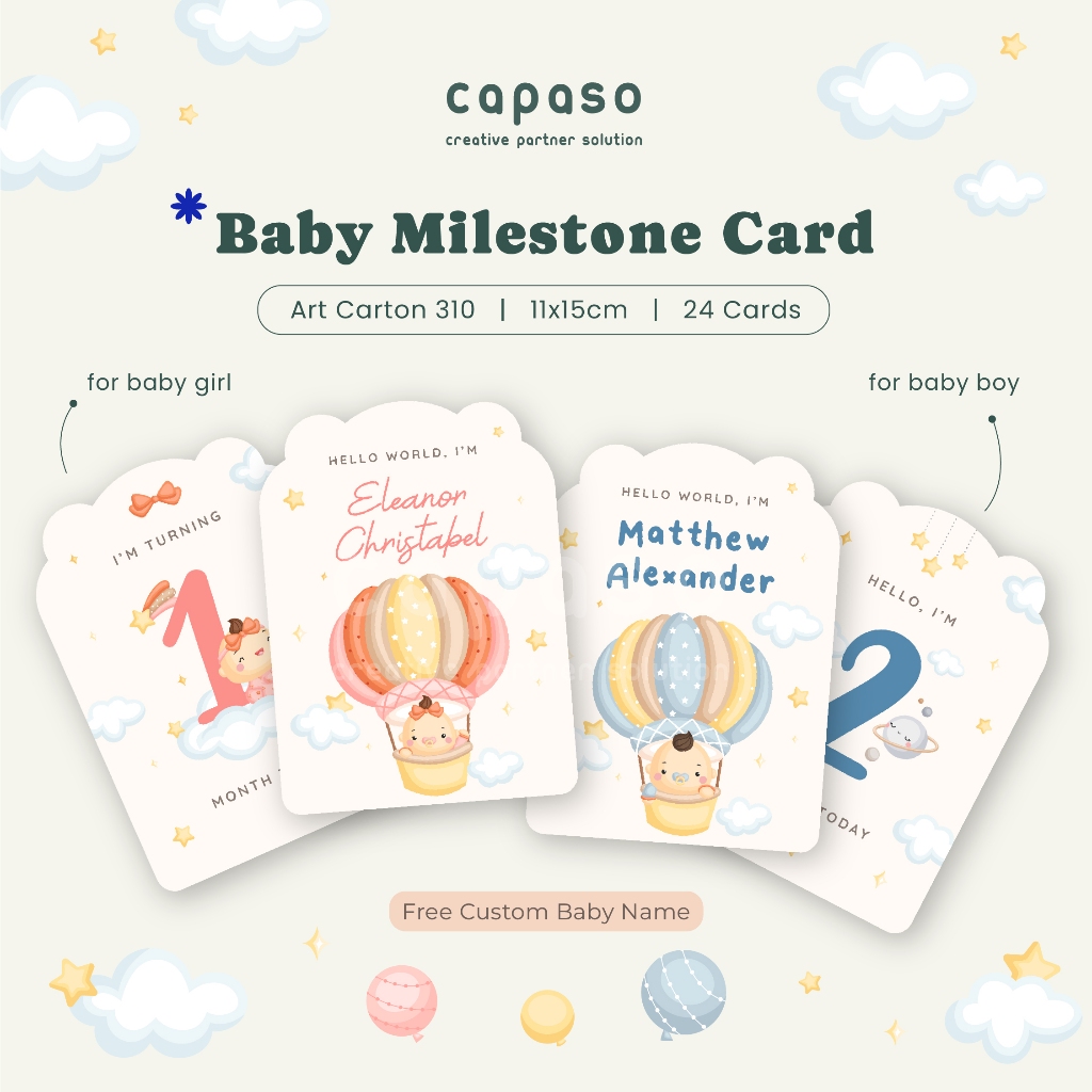 Custom Baby Milestone Card / Baby Photo Card/ New Born Card 24 Pcs