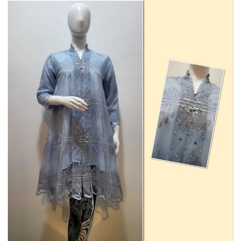 COD-TUNIK KEBAYA TERBARU BAHAN BROKAT BORDIR APLIKASI PAYET MUTIARA-BROKAT KEBAYA MODERN MODEL TUNIK