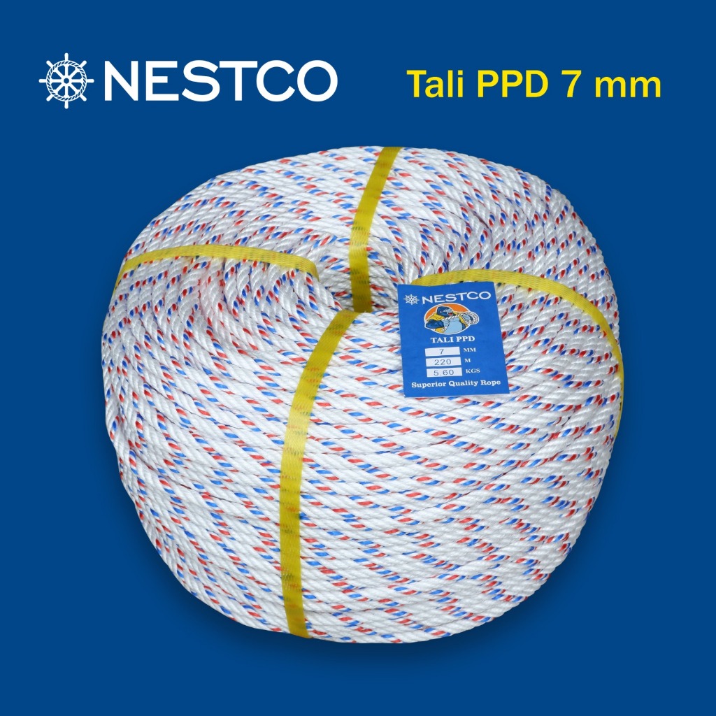 

Tali PPD Putih ukuran 7 mm Berat 5.60 kg /per 1 roll
