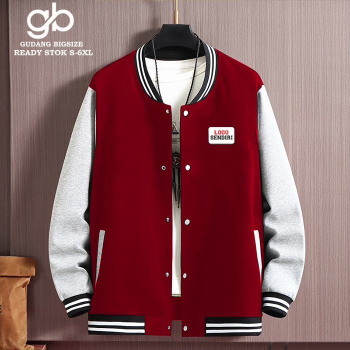 JAKET BOMBER BASEBALL VARSITY POLOS CUSTOM LOGO S-6XL.JAKET BOMBER