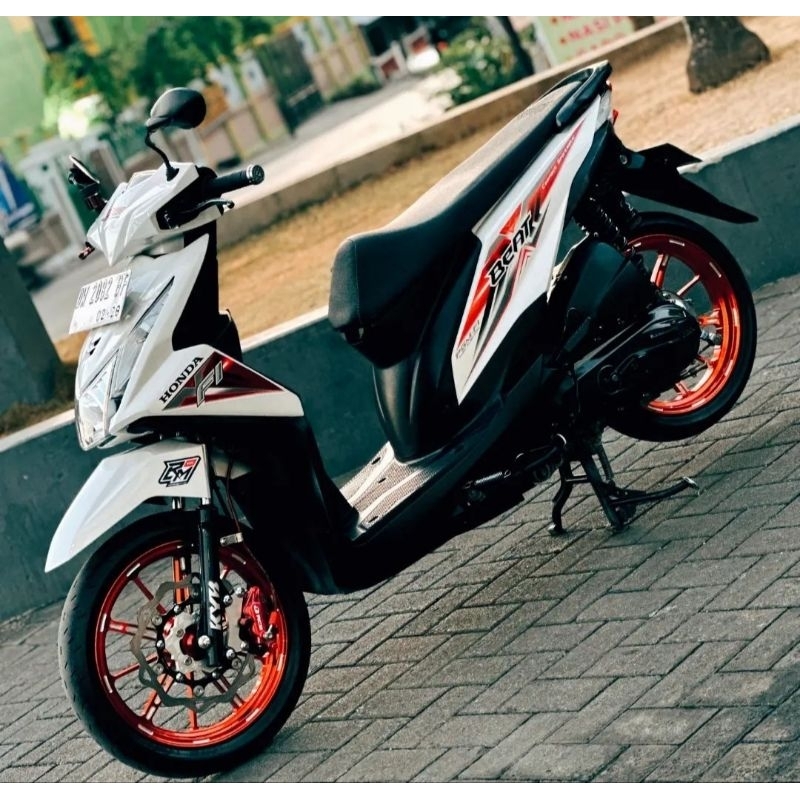 Striping lis sticker standar ORI honda beat fi 2015 2016 putih merah stiker beat 2015 2016 putih mer