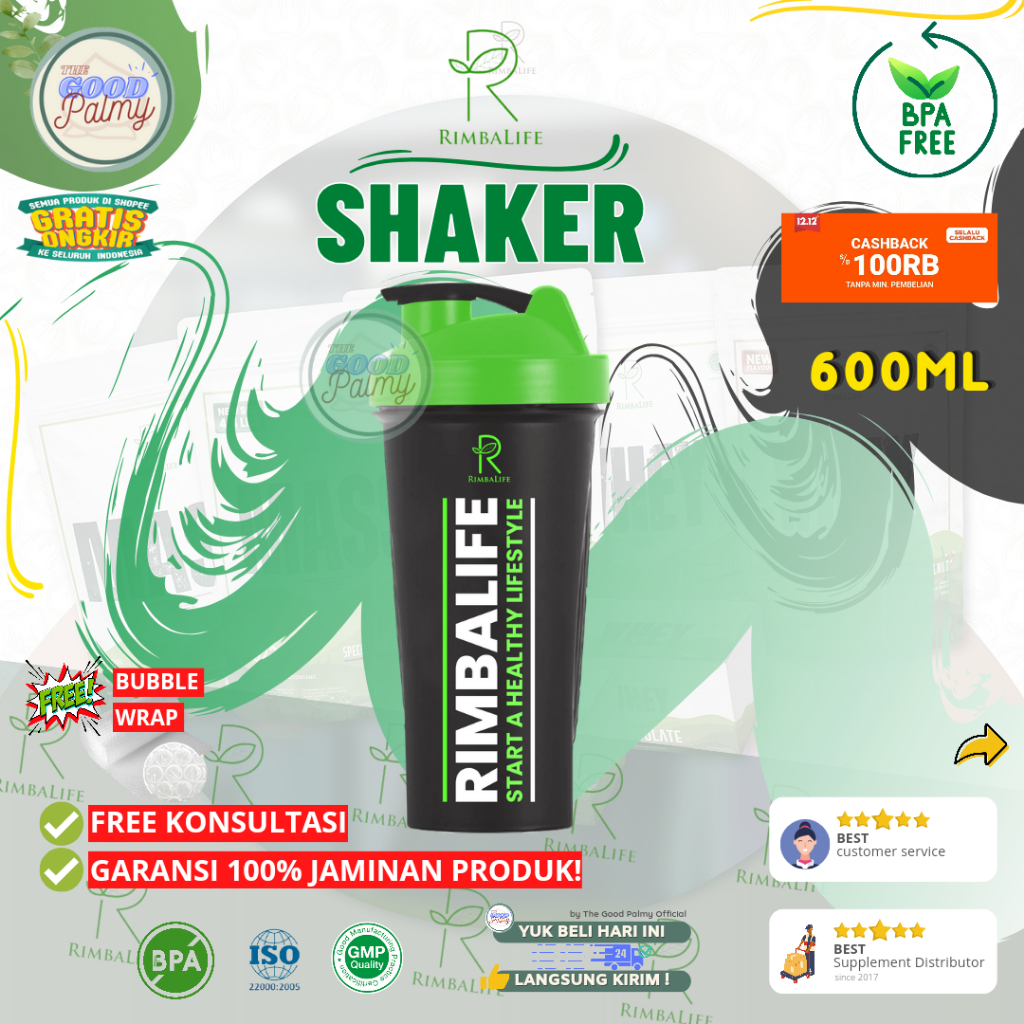 Shaker Rimbalife 600 ml Rimba Life Botol Minum Whey Mass Gainer M1 Muscle First MuscleFirst Evolene 
