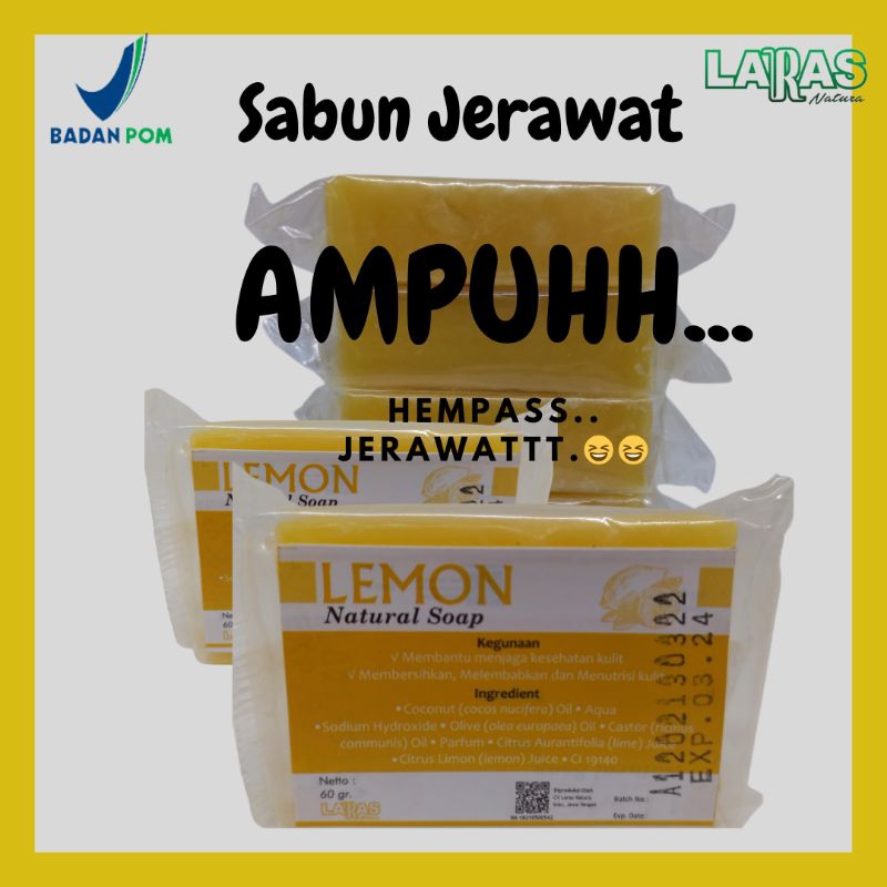 Sabun Herbal Organik Jerawat Varian Lemon Aman Ber BPOM Ampuh 60 Gram