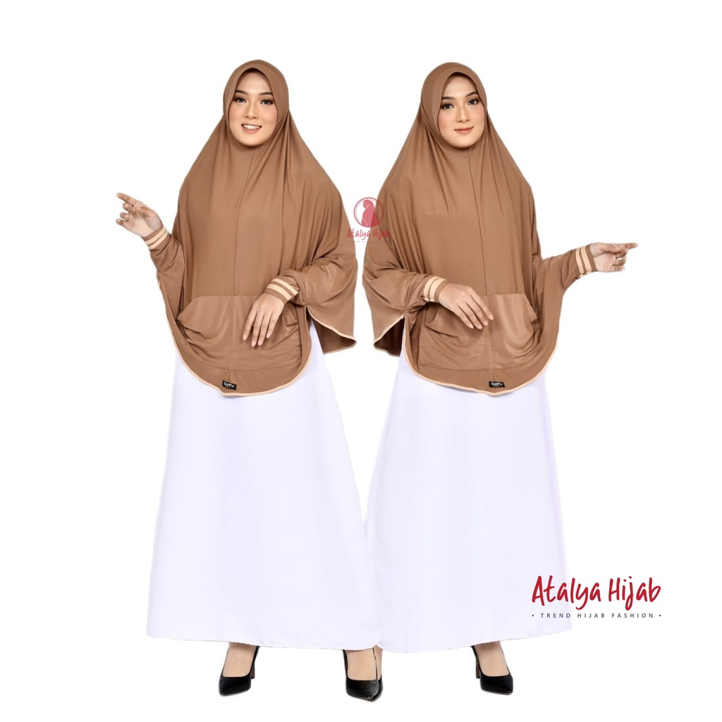 Jilbab Instan Lengan Aisyah List Jersy Bergo Saku