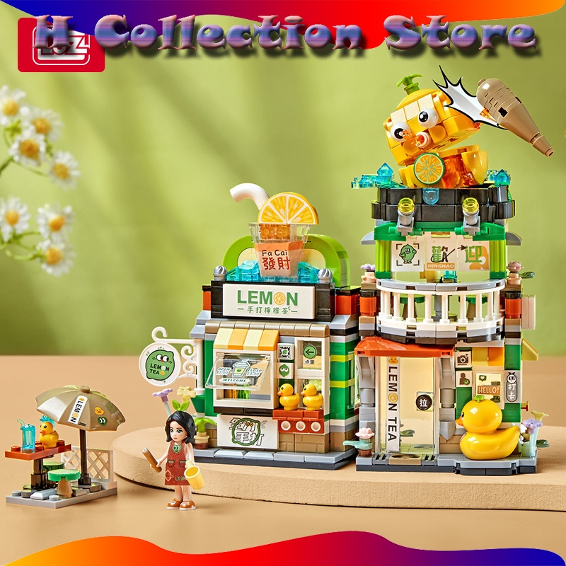 LOZ Nano Block Seri Makanan Street Food Series Lemon Tea Shop Mie Siput Mini Street View Luo Si Fen