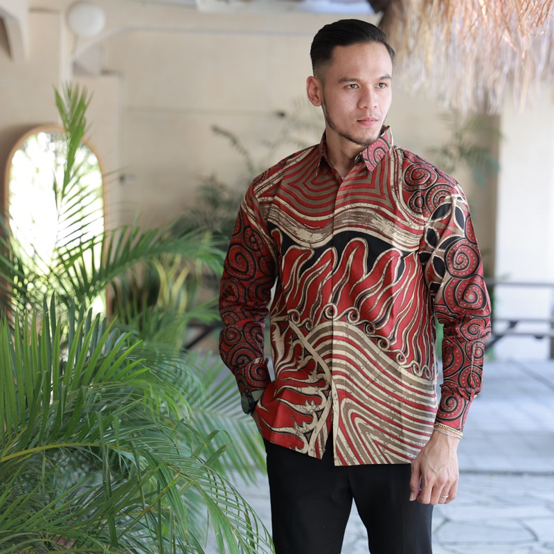 Kusuma Maron Kemeja Batik pria Katun Prima Premim Solo Anak Muda Modern Luhur Adiputra
