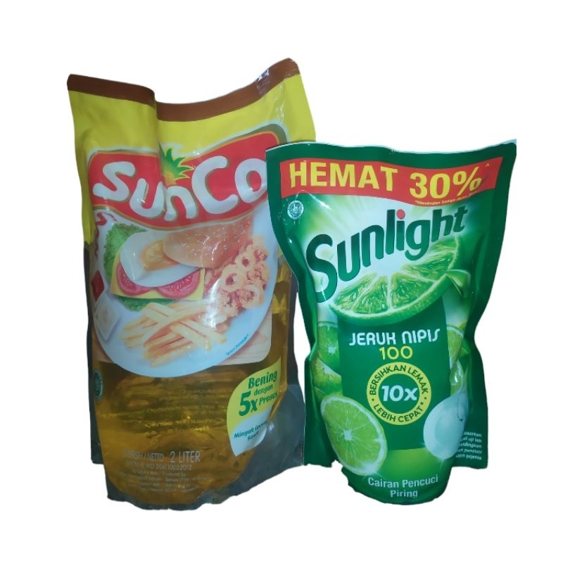

PAKET HEMAT SEMBAKO MINYAK SUNCO 2 LITER + SUNLIGHT 650 ML