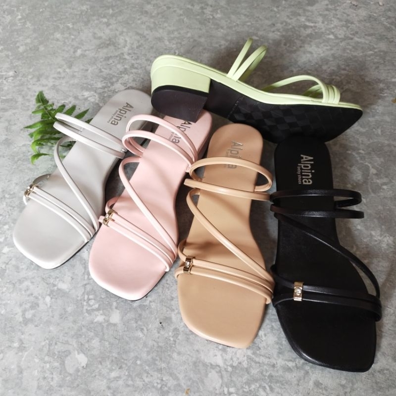 Sendal wanita dewasa silang tali hak tahu tinggi hak 3 cm