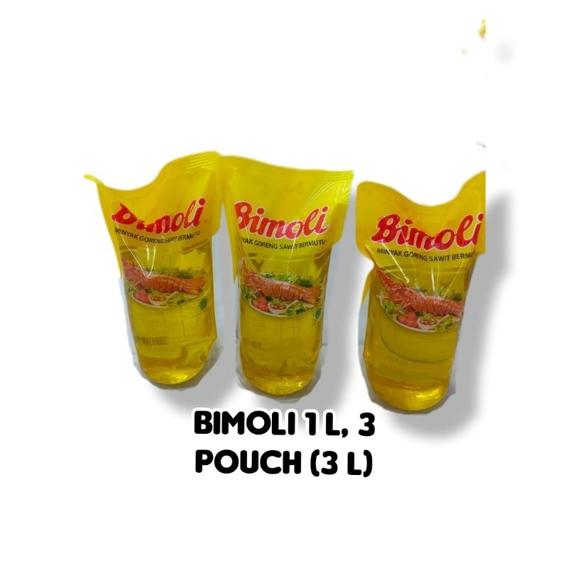

Minyak goreng Bimoli 3 L, kemasan 1 L, 3 pouch