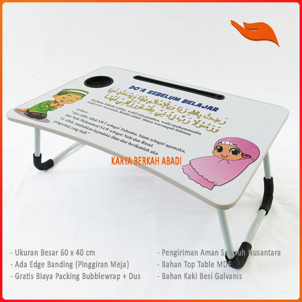 KARYA BERKAH meja belajar anak motif Doa belajar meja laptop portable ukuran besar 60x40cm