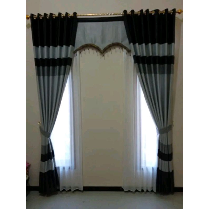 1 Set Gorden blackout Poni Latar Pintu Minimalis Gorden blackout motif pelangi