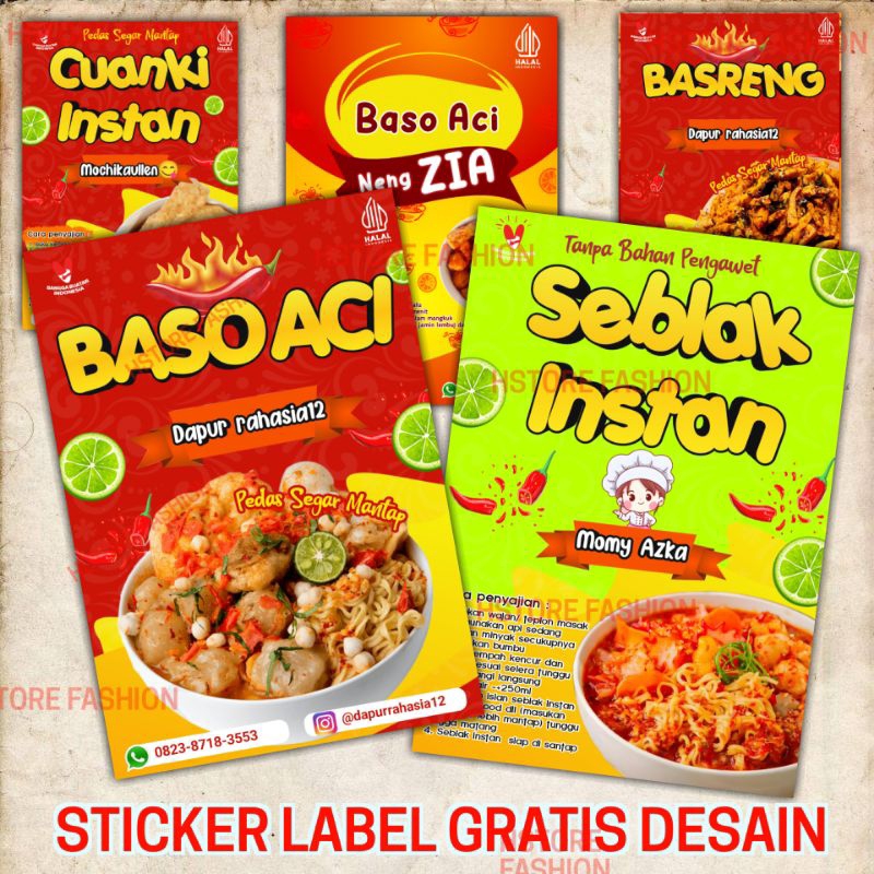 

Sticker Label Makanan Stiker Seblak Bacil Stiker Baso Aci Stiker Cemilan Dan Snack