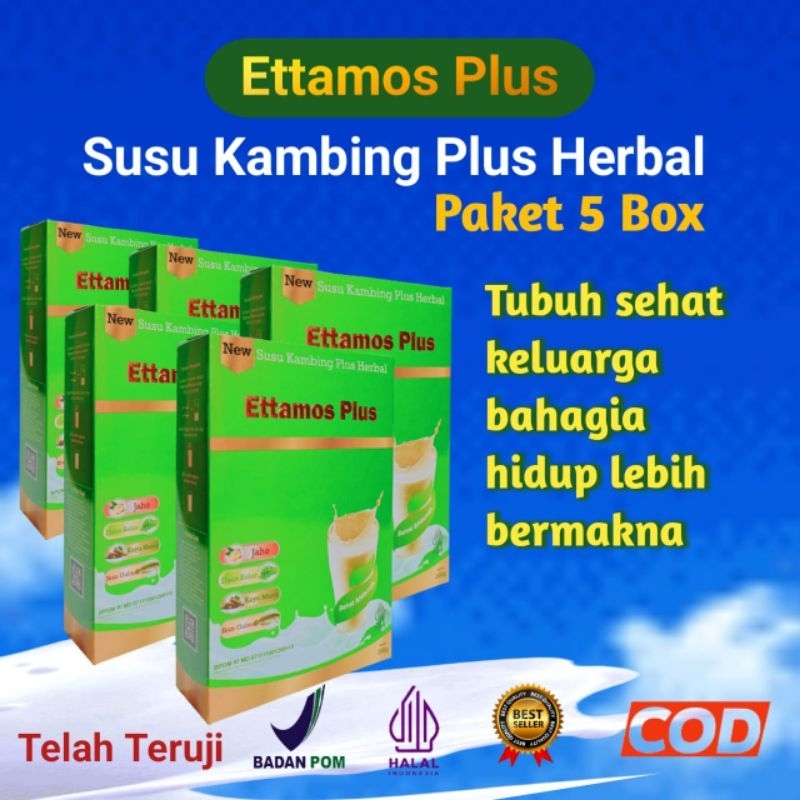 

SUSU KAMBING ETAWA ETTAMOS PLUS HERBAL ASLI 200g PAKET 5 BOX