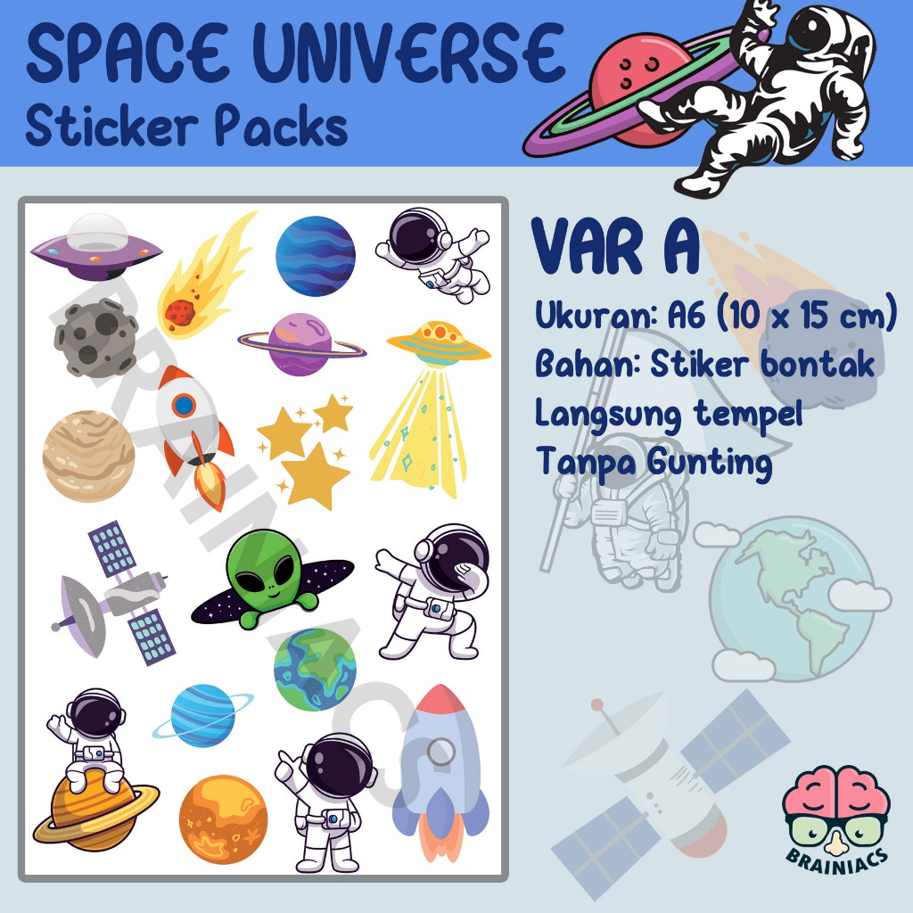 

ST-004, Sticker Stiker Space Angkasa Planet Astronout Astronot